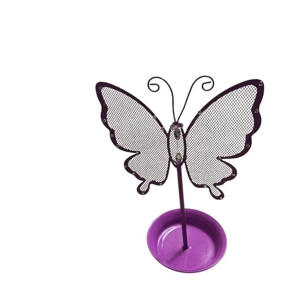 Cute Butterfly Jewelry Organizer – Purple Earring Jewelry Stand – Dresser Top Je